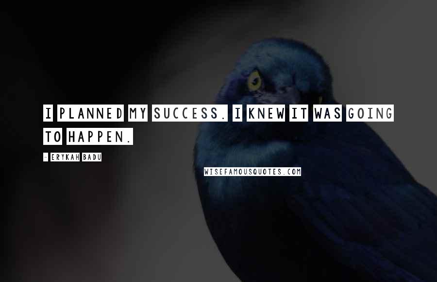 Erykah Badu Quotes: I planned my success. I knew it was going to happen.