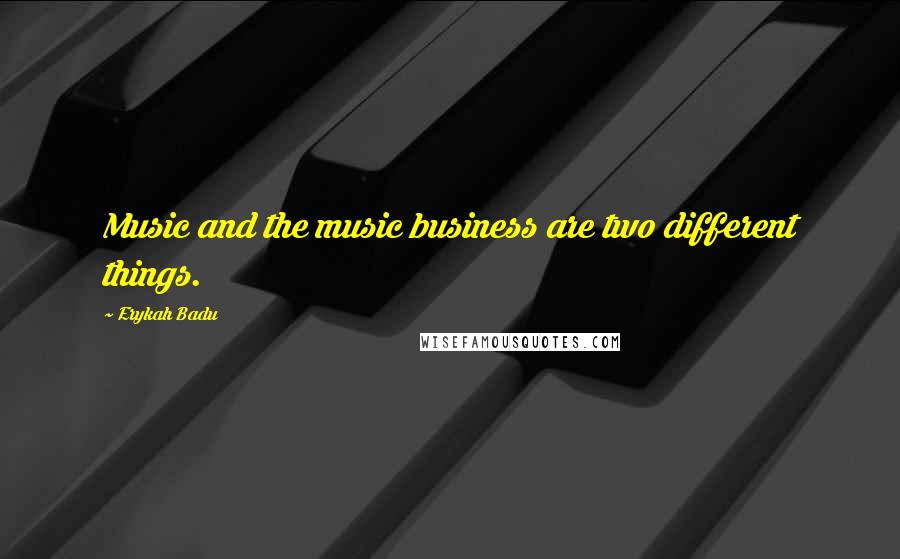Erykah Badu Quotes: Music and the music business are two different things.