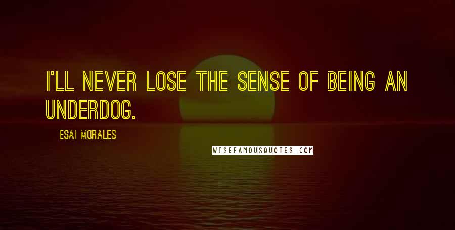 Esai Morales Quotes: I'll never lose the sense of being an underdog.