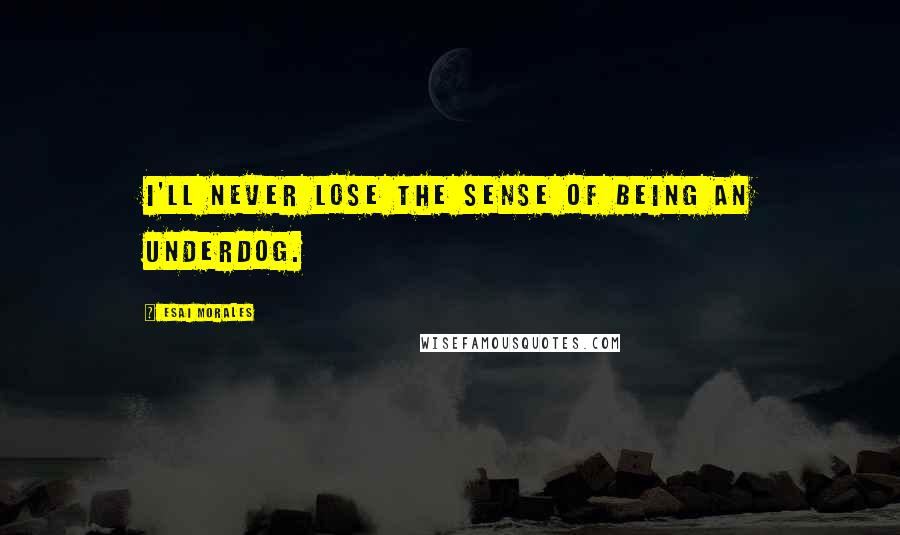 Esai Morales Quotes: I'll never lose the sense of being an underdog.