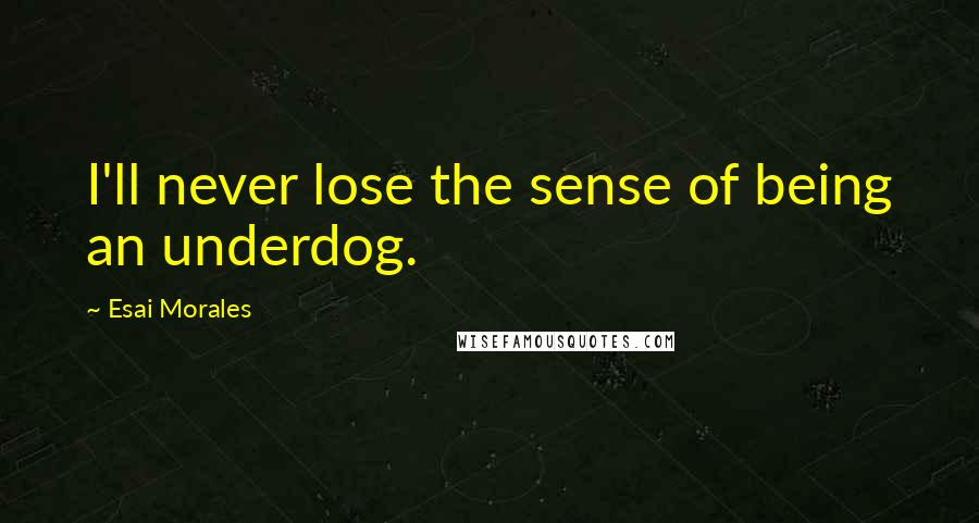 Esai Morales Quotes: I'll never lose the sense of being an underdog.