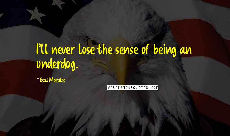 Esai Morales Quotes: I'll never lose the sense of being an underdog.