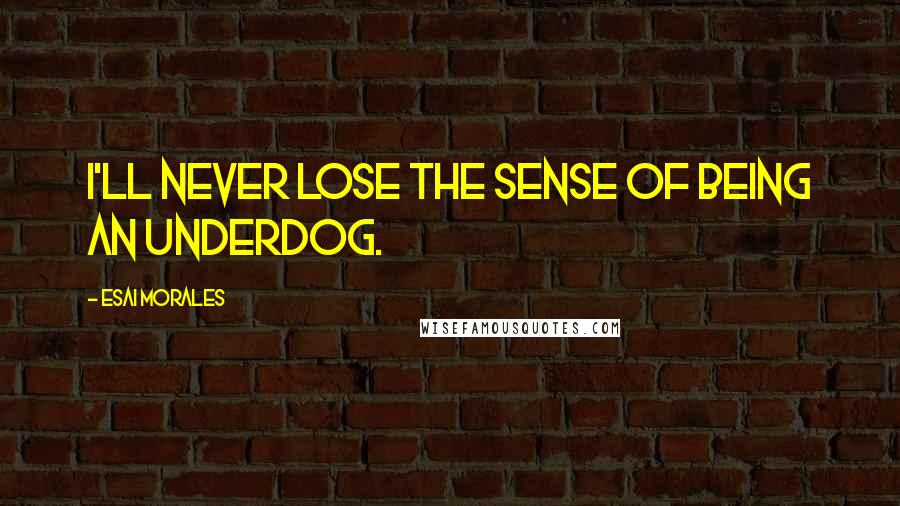 Esai Morales Quotes: I'll never lose the sense of being an underdog.