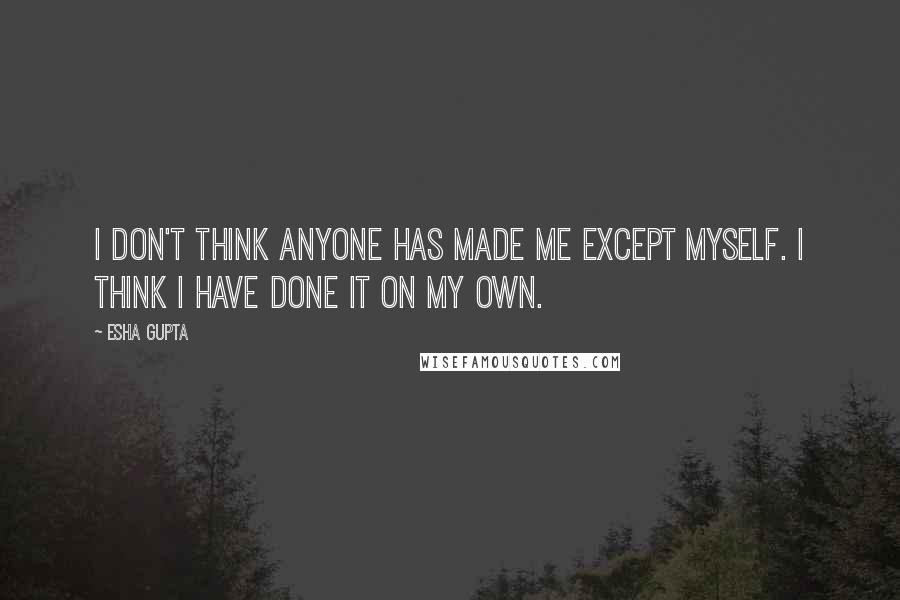 Esha Gupta Quotes: I don't think anyone has made me except myself. I think I have done it on my own.