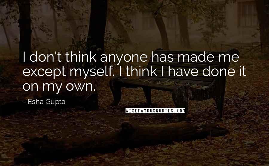 Esha Gupta Quotes: I don't think anyone has made me except myself. I think I have done it on my own.