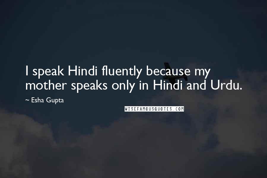 Esha Gupta Quotes: I speak Hindi fluently because my mother speaks only in Hindi and Urdu.