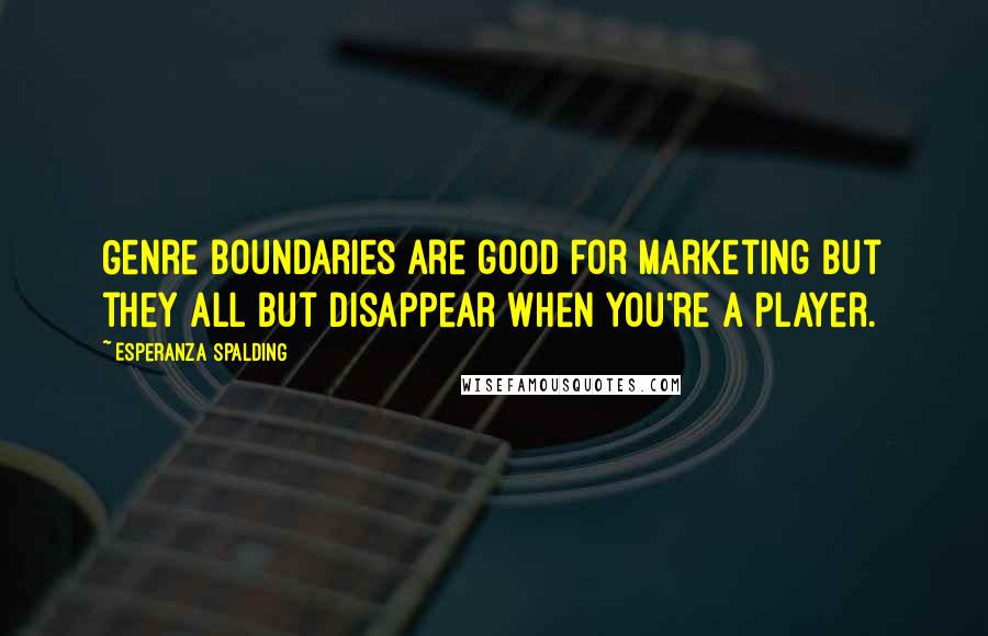 Esperanza Spalding Quotes: Genre boundaries are good for marketing but they all but disappear when you're a player.