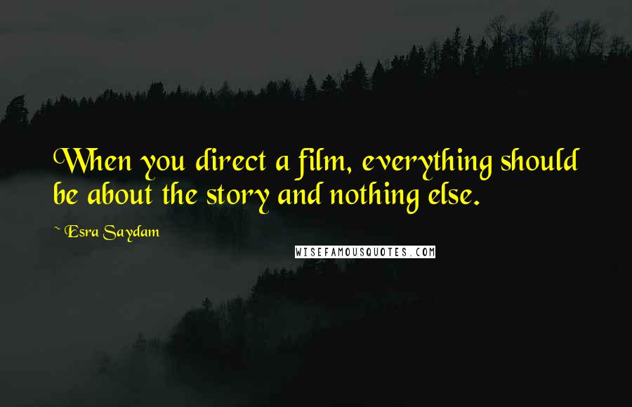 Esra Saydam Quotes: When you direct a film, everything should be about the story and nothing else.