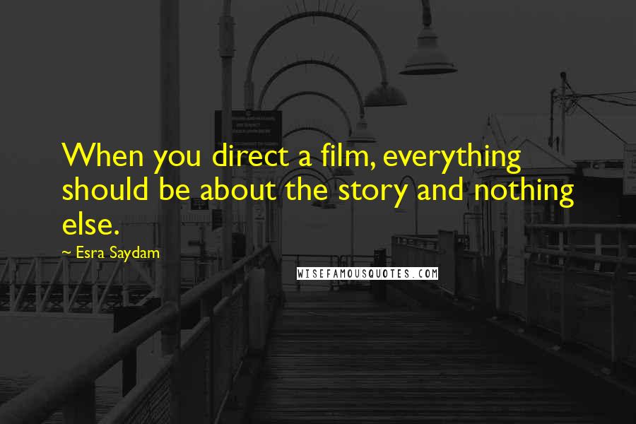 Esra Saydam Quotes: When you direct a film, everything should be about the story and nothing else.