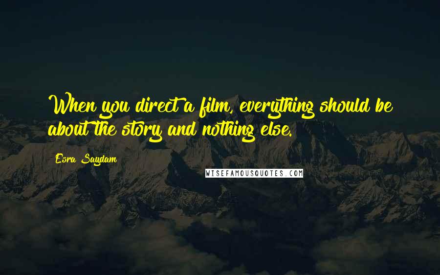 Esra Saydam Quotes: When you direct a film, everything should be about the story and nothing else.