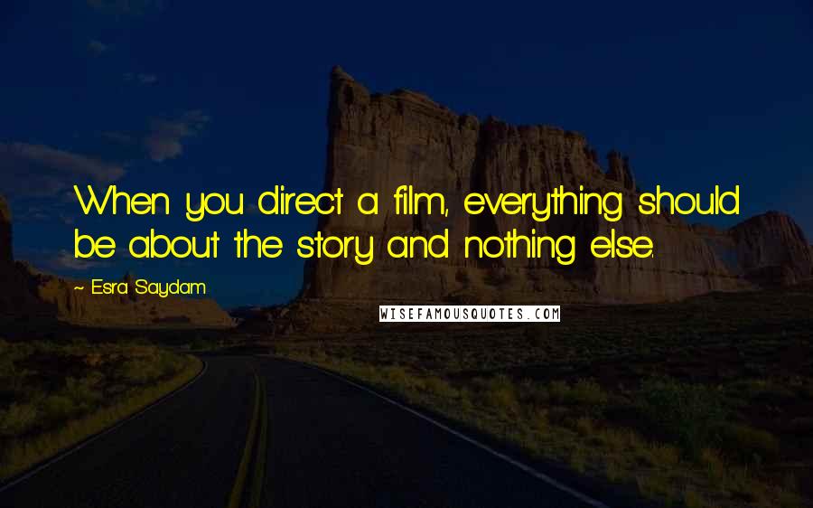 Esra Saydam Quotes: When you direct a film, everything should be about the story and nothing else.