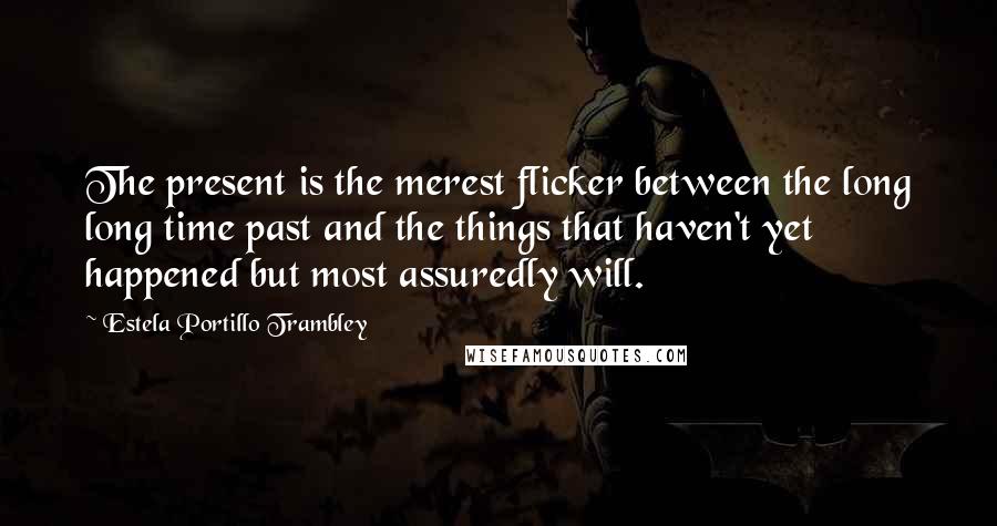 Estela Portillo Trambley Quotes: The present is the merest flicker between the long long time past and the things that haven't yet happened but most assuredly will.