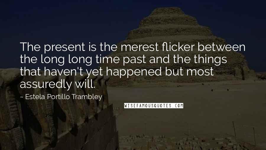 Estela Portillo Trambley Quotes: The present is the merest flicker between the long long time past and the things that haven't yet happened but most assuredly will.