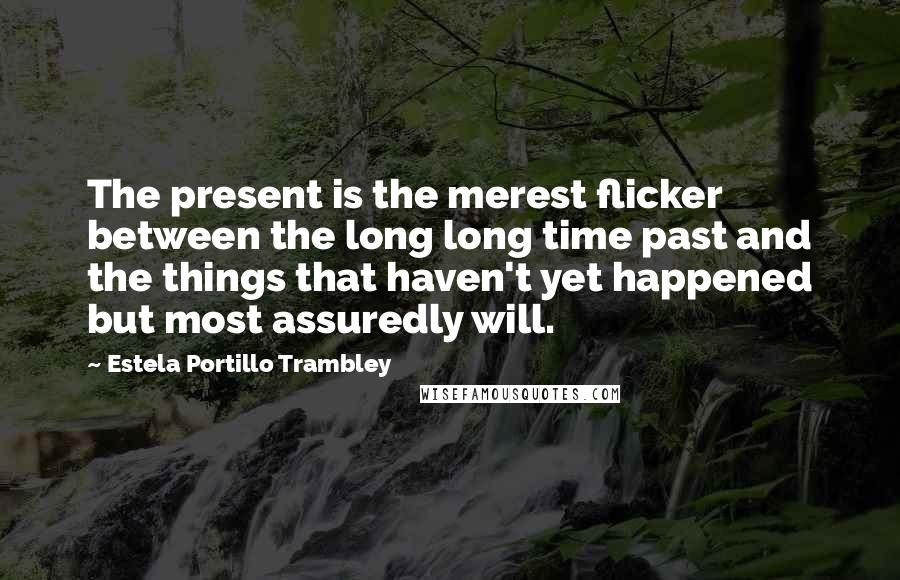 Estela Portillo Trambley Quotes: The present is the merest flicker between the long long time past and the things that haven't yet happened but most assuredly will.