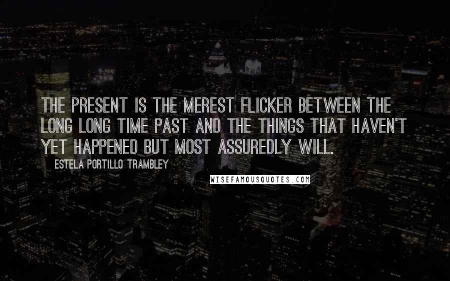 Estela Portillo Trambley Quotes: The present is the merest flicker between the long long time past and the things that haven't yet happened but most assuredly will.