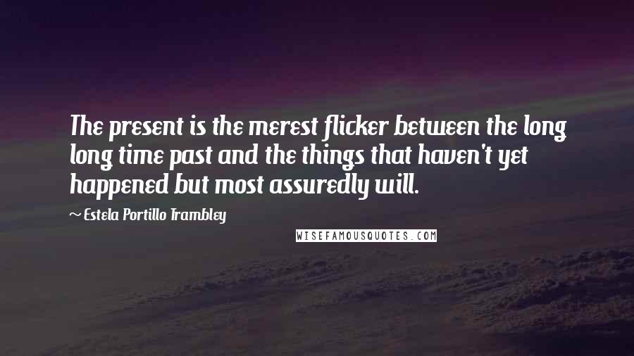 Estela Portillo Trambley Quotes: The present is the merest flicker between the long long time past and the things that haven't yet happened but most assuredly will.