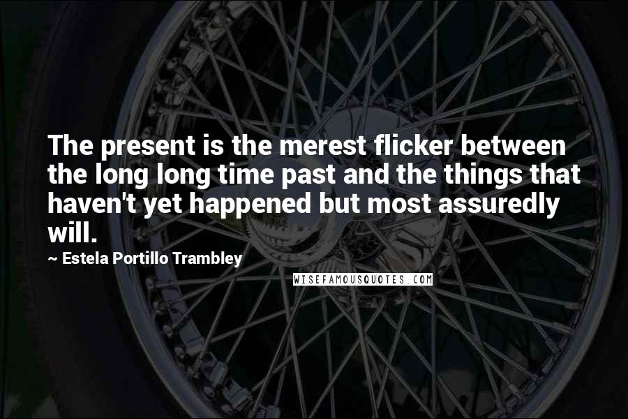 Estela Portillo Trambley Quotes: The present is the merest flicker between the long long time past and the things that haven't yet happened but most assuredly will.