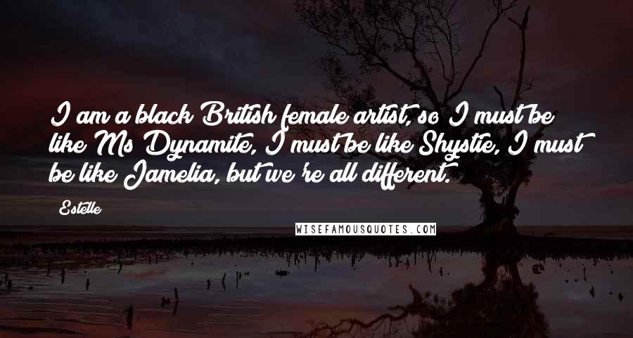 Estelle Quotes: I am a black British female artist, so I must be like Ms Dynamite, I must be like Shystie, I must be like Jamelia, but we're all different.