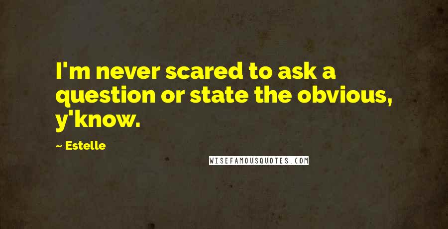 Estelle Quotes: I'm never scared to ask a question or state the obvious, y'know.