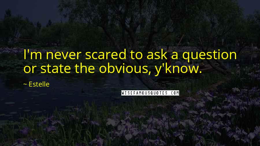 Estelle Quotes: I'm never scared to ask a question or state the obvious, y'know.