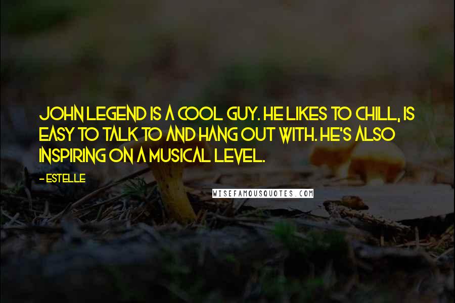 Estelle Quotes: John Legend is a cool guy. He likes to chill, is easy to talk to and hang out with. He's also inspiring on a musical level.