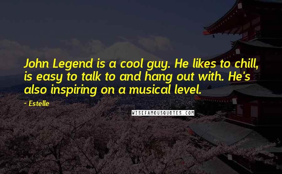 Estelle Quotes: John Legend is a cool guy. He likes to chill, is easy to talk to and hang out with. He's also inspiring on a musical level.