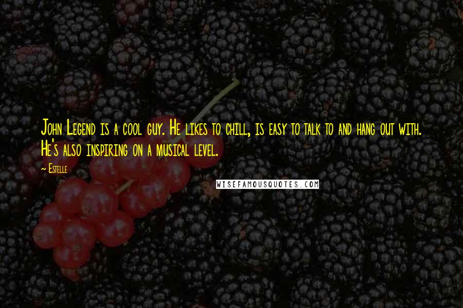 Estelle Quotes: John Legend is a cool guy. He likes to chill, is easy to talk to and hang out with. He's also inspiring on a musical level.