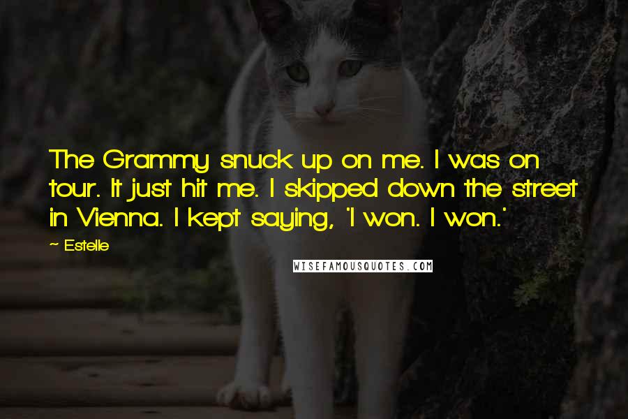 Estelle Quotes: The Grammy snuck up on me. I was on tour. It just hit me. I skipped down the street in Vienna. I kept saying, 'I won. I won.'