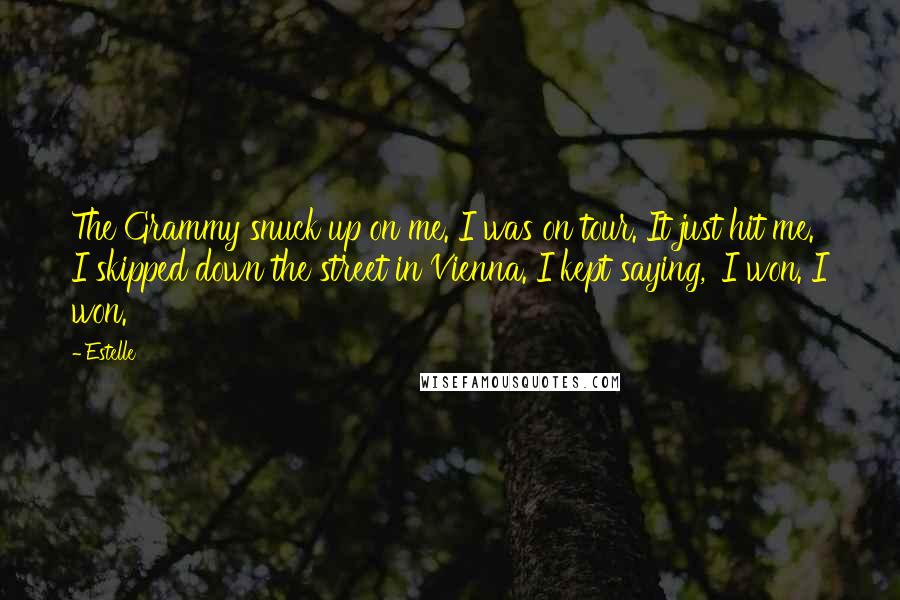 Estelle Quotes: The Grammy snuck up on me. I was on tour. It just hit me. I skipped down the street in Vienna. I kept saying, 'I won. I won.'
