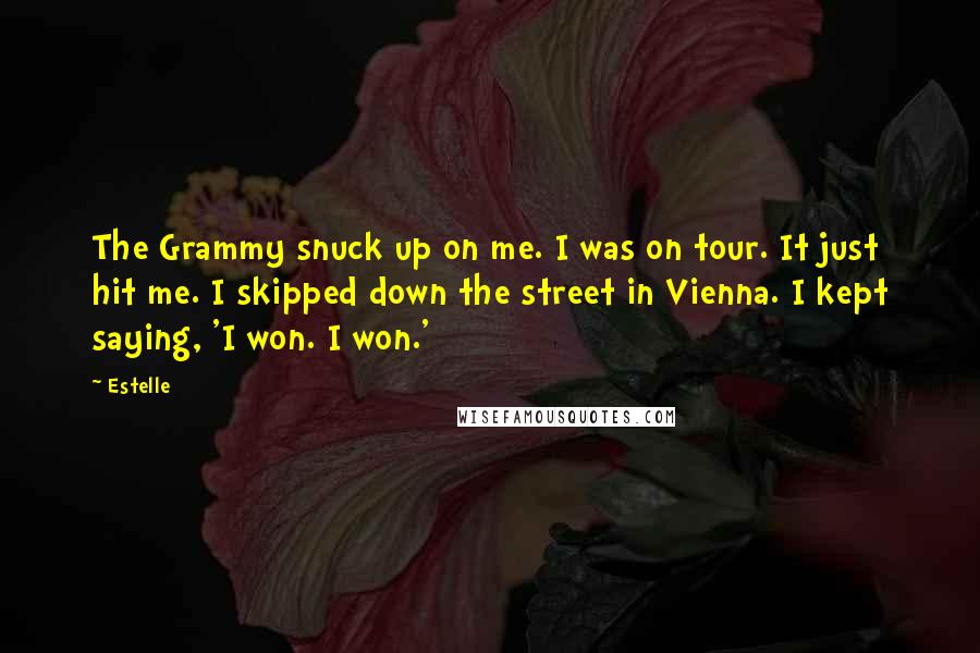 Estelle Quotes: The Grammy snuck up on me. I was on tour. It just hit me. I skipped down the street in Vienna. I kept saying, 'I won. I won.'
