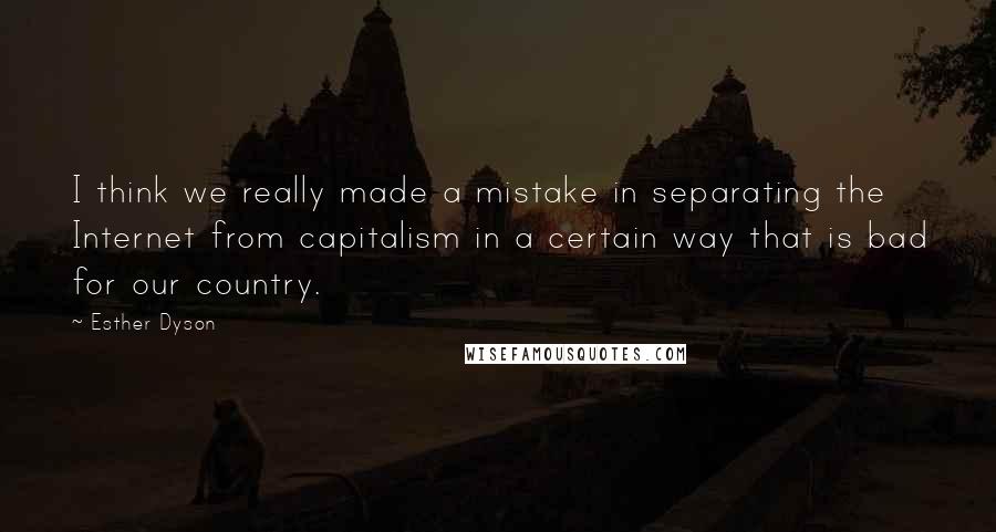 Esther Dyson Quotes: I think we really made a mistake in separating the Internet from capitalism in a certain way that is bad for our country.