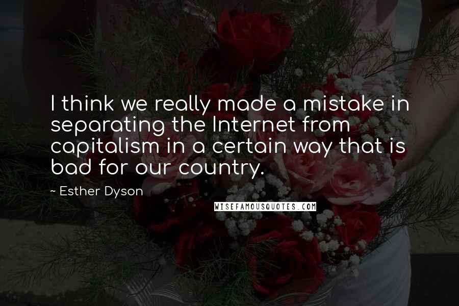 Esther Dyson Quotes: I think we really made a mistake in separating the Internet from capitalism in a certain way that is bad for our country.