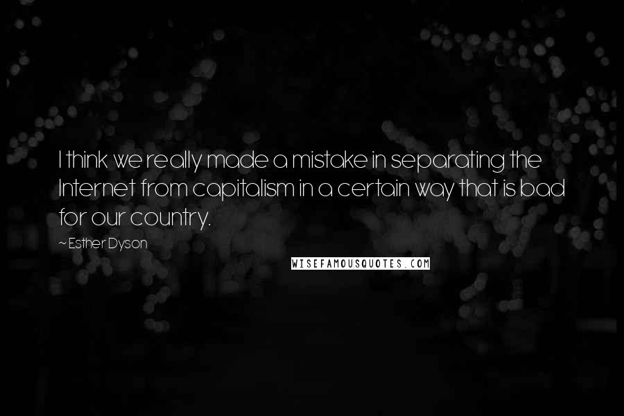 Esther Dyson Quotes: I think we really made a mistake in separating the Internet from capitalism in a certain way that is bad for our country.