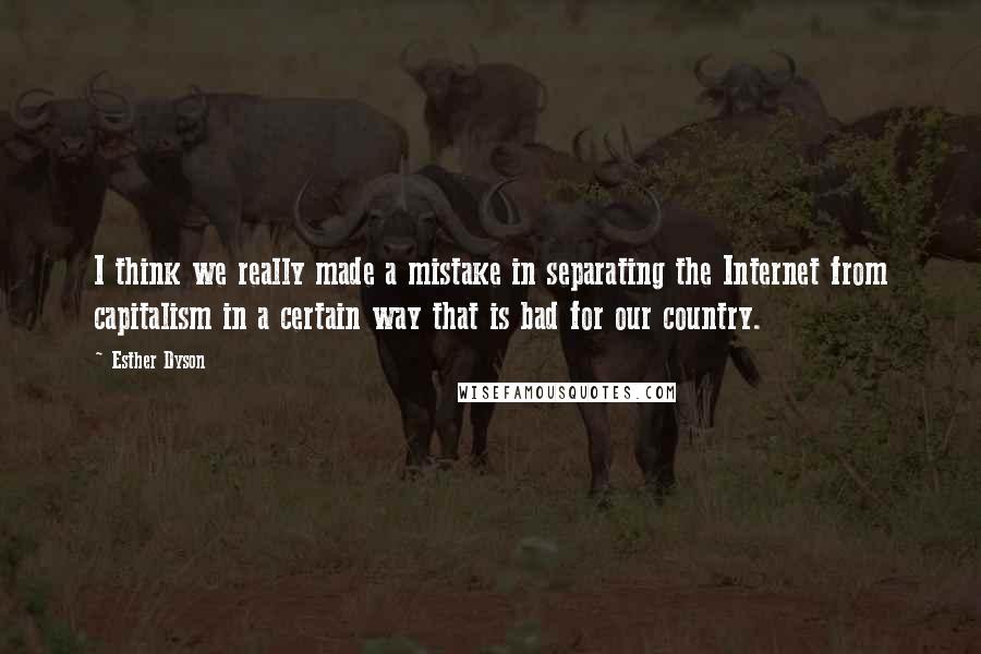 Esther Dyson Quotes: I think we really made a mistake in separating the Internet from capitalism in a certain way that is bad for our country.