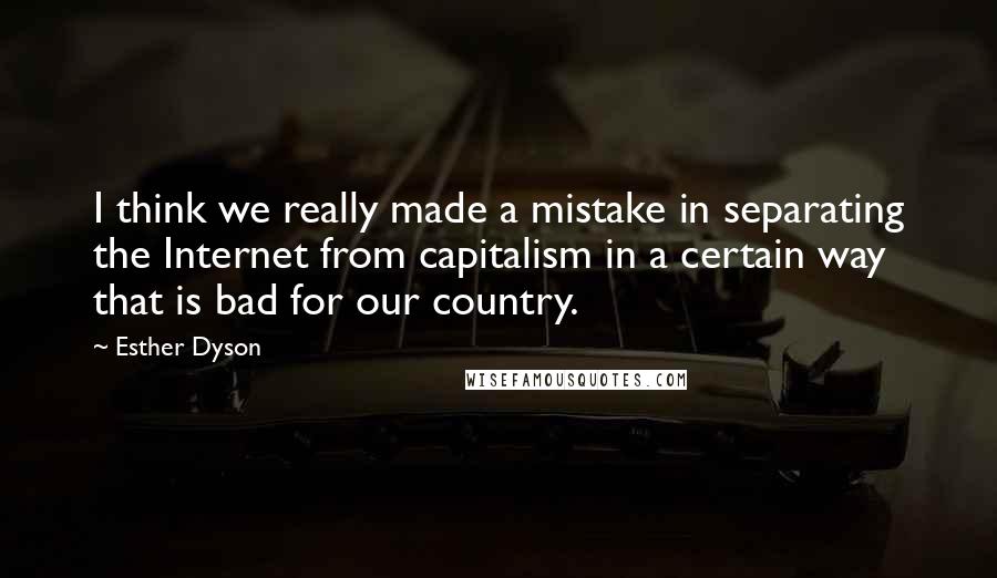 Esther Dyson Quotes: I think we really made a mistake in separating the Internet from capitalism in a certain way that is bad for our country.