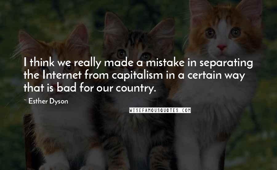 Esther Dyson Quotes: I think we really made a mistake in separating the Internet from capitalism in a certain way that is bad for our country.