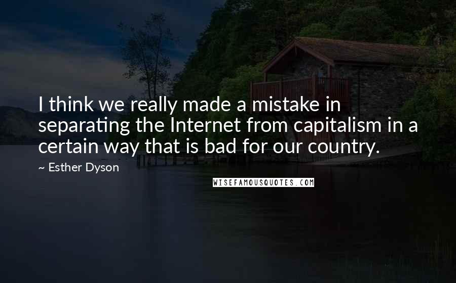 Esther Dyson Quotes: I think we really made a mistake in separating the Internet from capitalism in a certain way that is bad for our country.