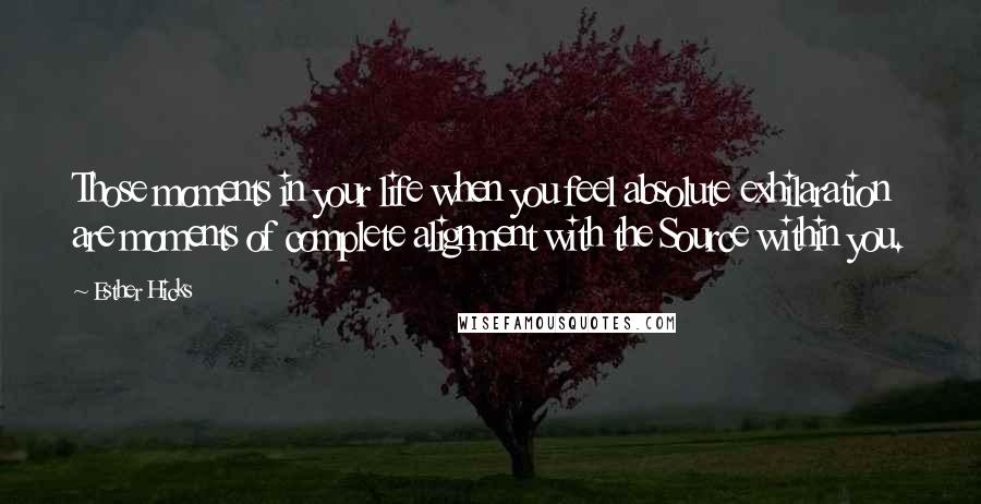 Esther Hicks Quotes: Those moments in your life when you feel absolute exhilaration are moments of complete alignment with the Source within you.