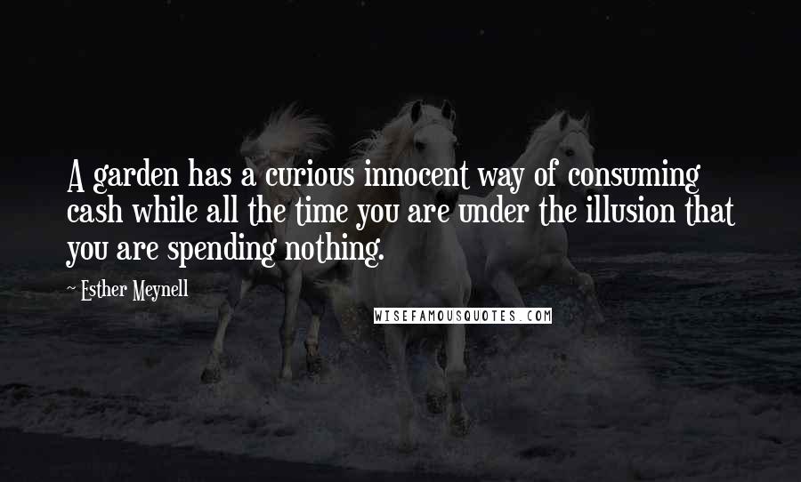 Esther Meynell Quotes: A garden has a curious innocent way of consuming cash while all the time you are under the illusion that you are spending nothing.