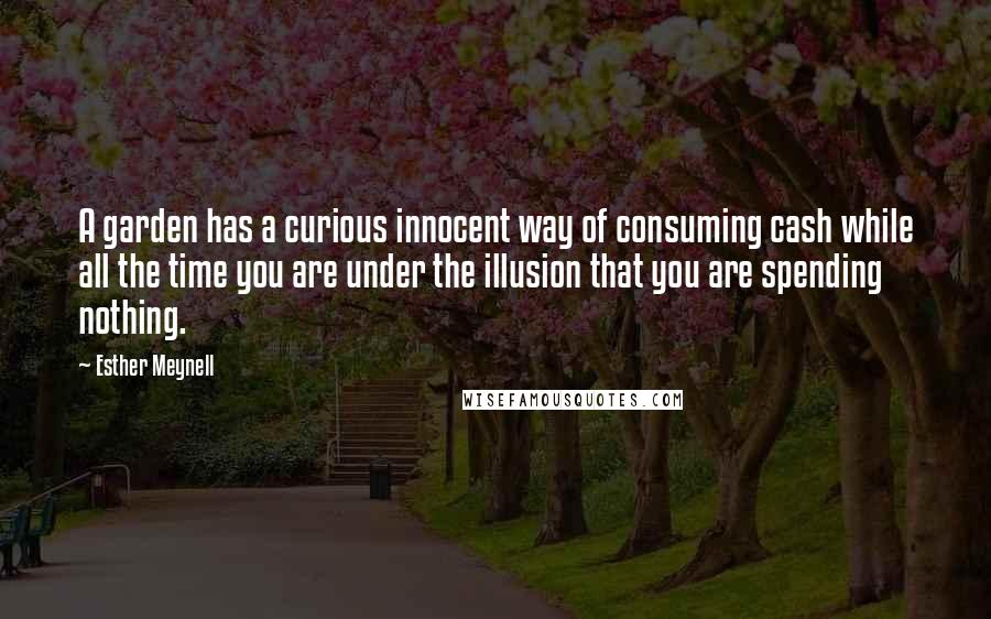 Esther Meynell Quotes: A garden has a curious innocent way of consuming cash while all the time you are under the illusion that you are spending nothing.