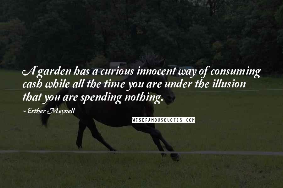 Esther Meynell Quotes: A garden has a curious innocent way of consuming cash while all the time you are under the illusion that you are spending nothing.