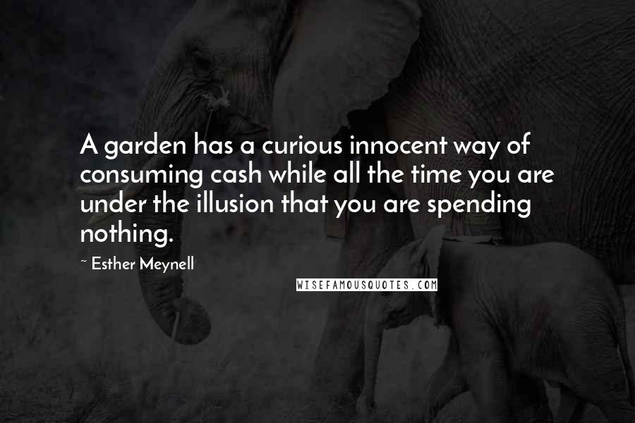 Esther Meynell Quotes: A garden has a curious innocent way of consuming cash while all the time you are under the illusion that you are spending nothing.