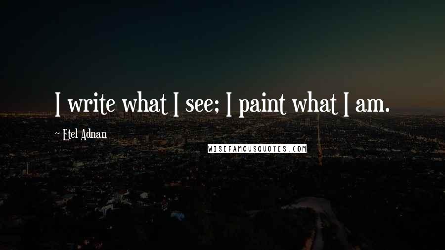 Etel Adnan Quotes: I write what I see; I paint what I am.