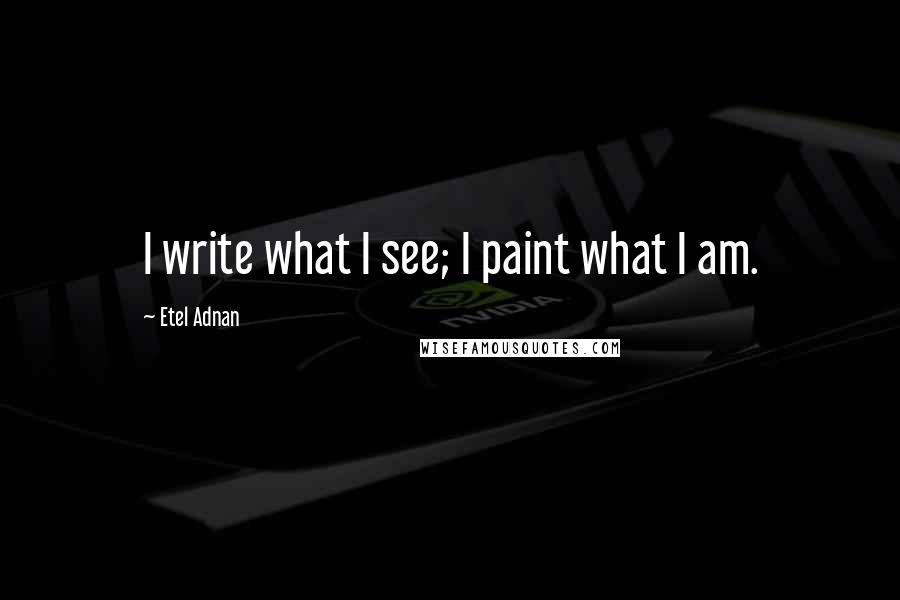 Etel Adnan Quotes: I write what I see; I paint what I am.