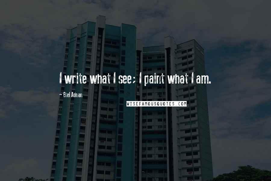 Etel Adnan Quotes: I write what I see; I paint what I am.