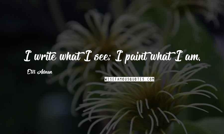 Etel Adnan Quotes: I write what I see; I paint what I am.