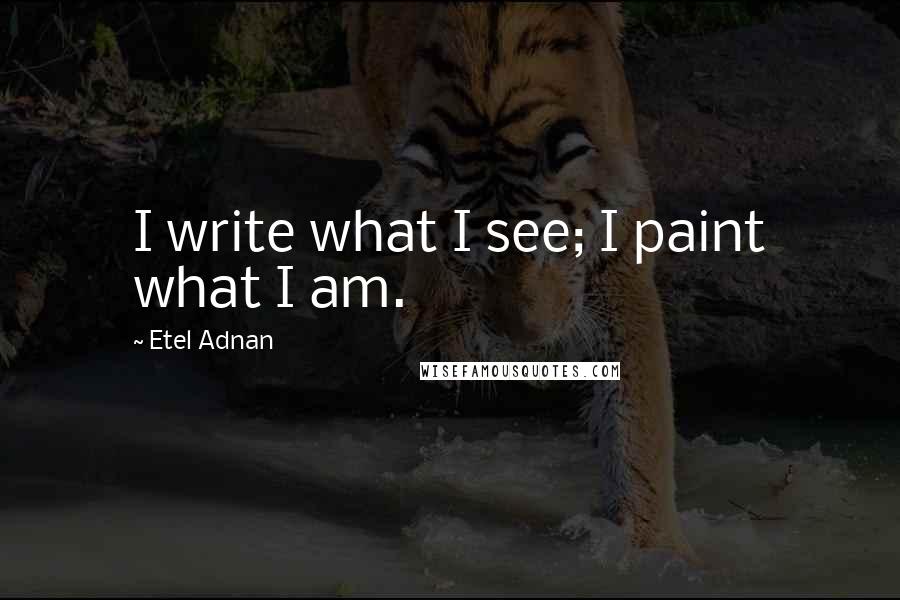 Etel Adnan Quotes: I write what I see; I paint what I am.