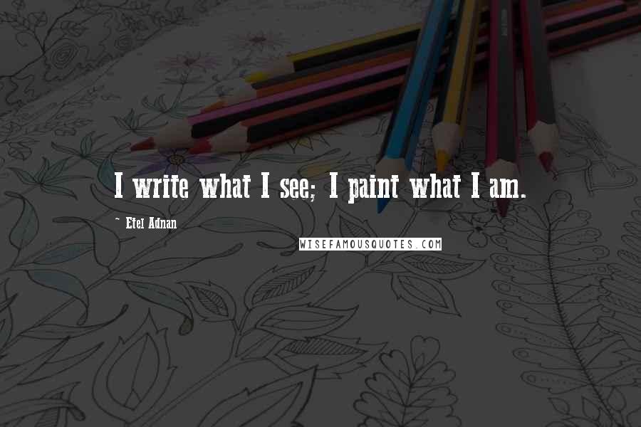 Etel Adnan Quotes: I write what I see; I paint what I am.