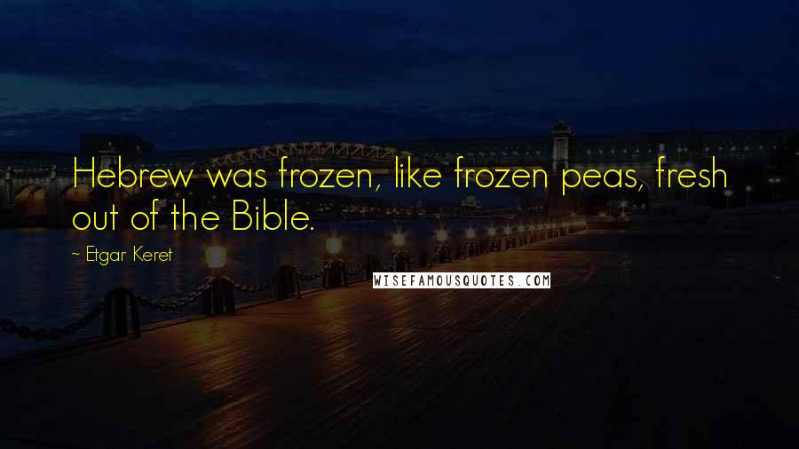 Etgar Keret Quotes: Hebrew was frozen, like frozen peas, fresh out of the Bible.