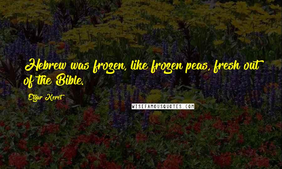 Etgar Keret Quotes: Hebrew was frozen, like frozen peas, fresh out of the Bible.